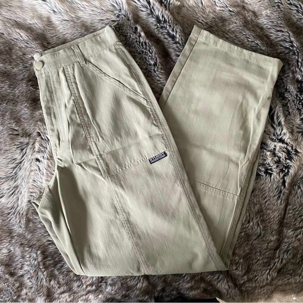 Stussy two tone khaki green nylon pants women
